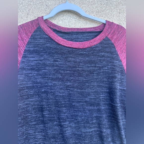 Blue and Pink Long Sleeve Tee with Raglan Sleeves Size Medium - Picture 6 of 6